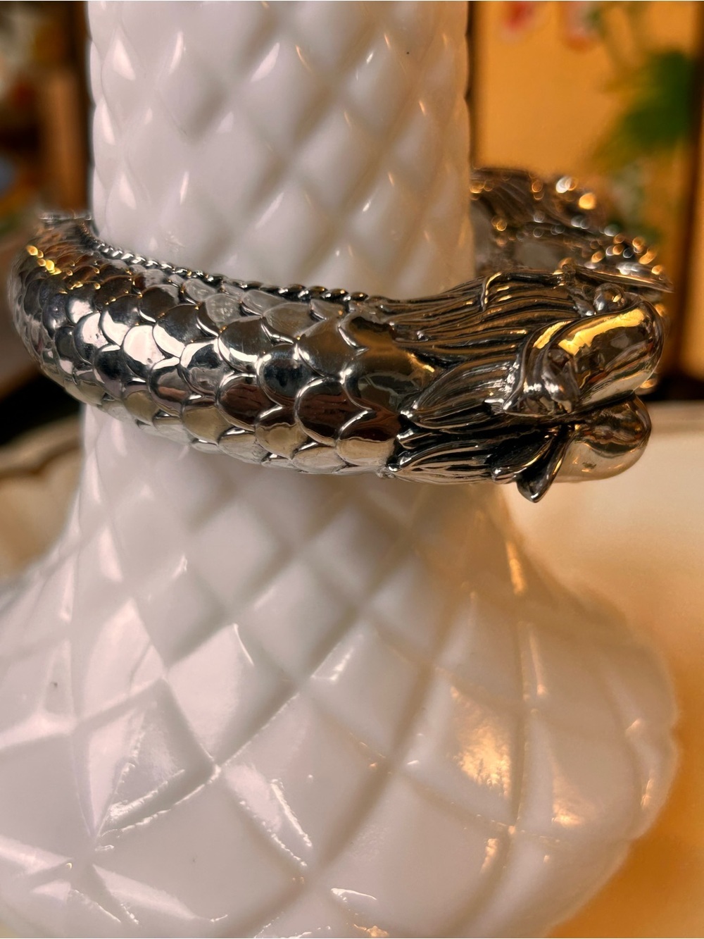 Viking Double Dragon Head Cuff Bracelet, Mythical Gothic - Picture 6 of 10